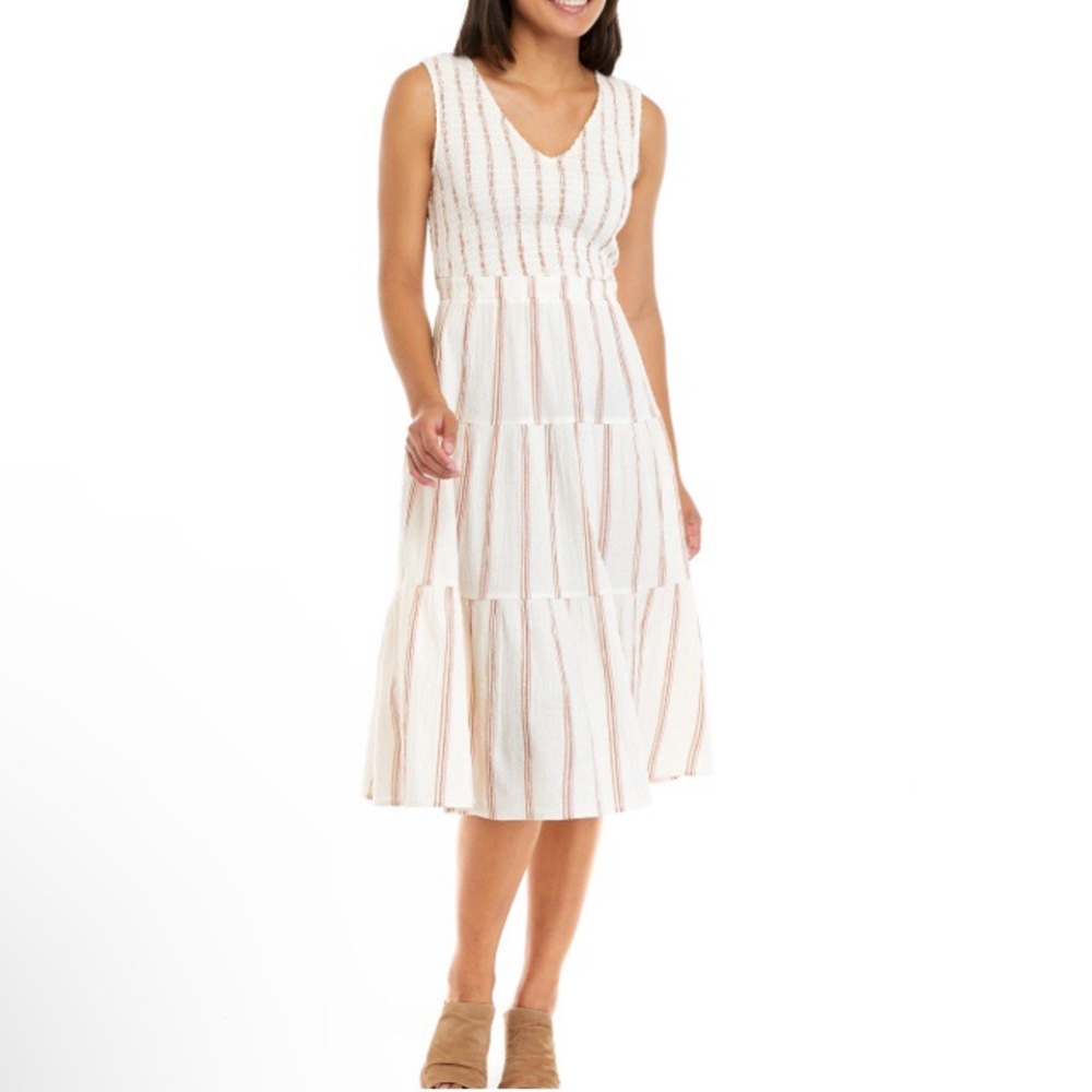 WONDERLY Pink Tiered Sleeveless Cotton Dress, Tie Back, Casual Cottagecore Style